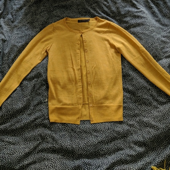 The Limited Sweaters - The Limited Mustard Yellow Acrylic/Wool Cardigan